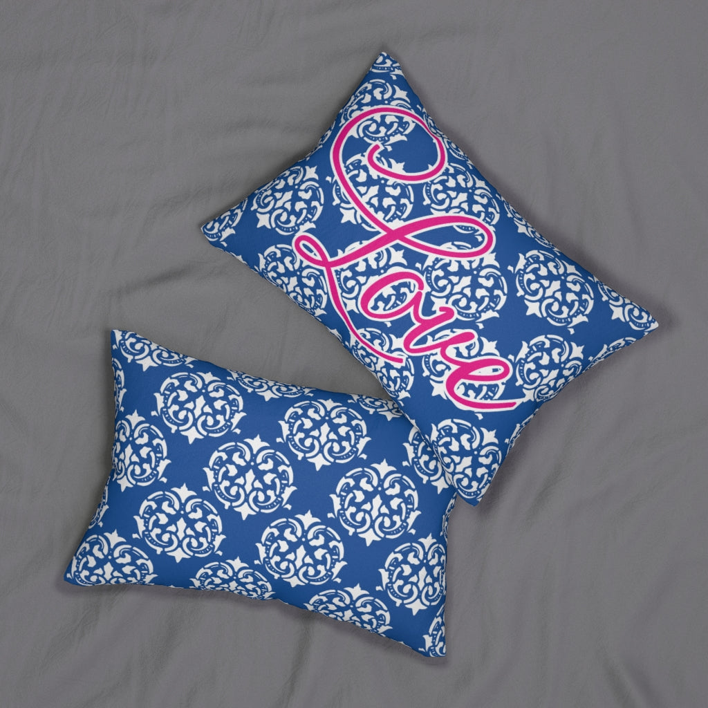 Oval Damask Love Spun Polyester Lumbar Pillow - Lindsay Ann Artistry