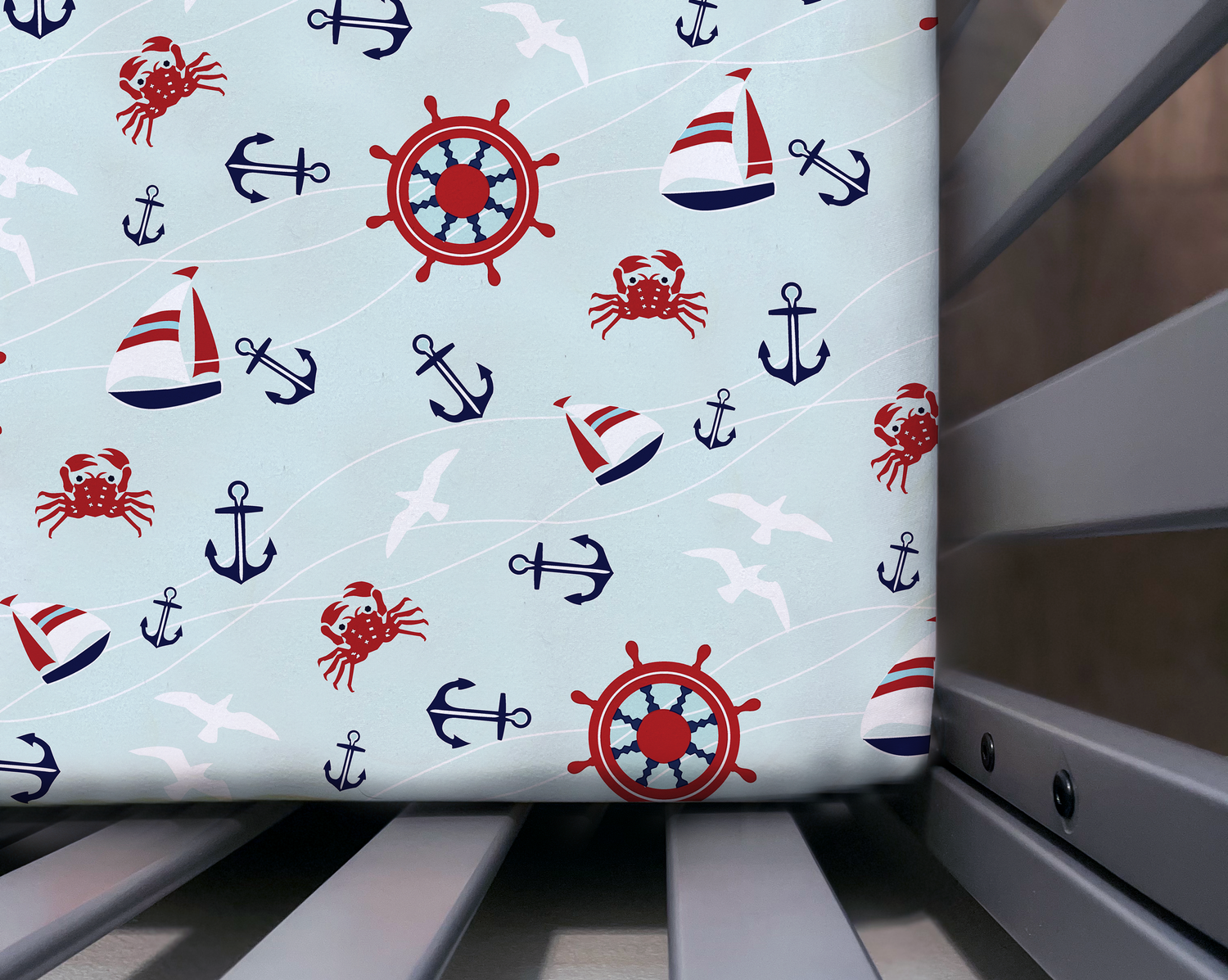 Ahoy Little One Jersey Knit Polyester Crib Sheet - Lindsay Ann Artistry