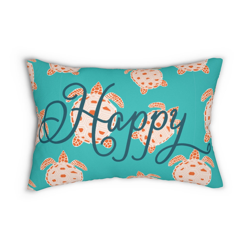 Happy Sea Turtles Spun Polyester Lumbar Pillow - Lindsay Ann Artistry