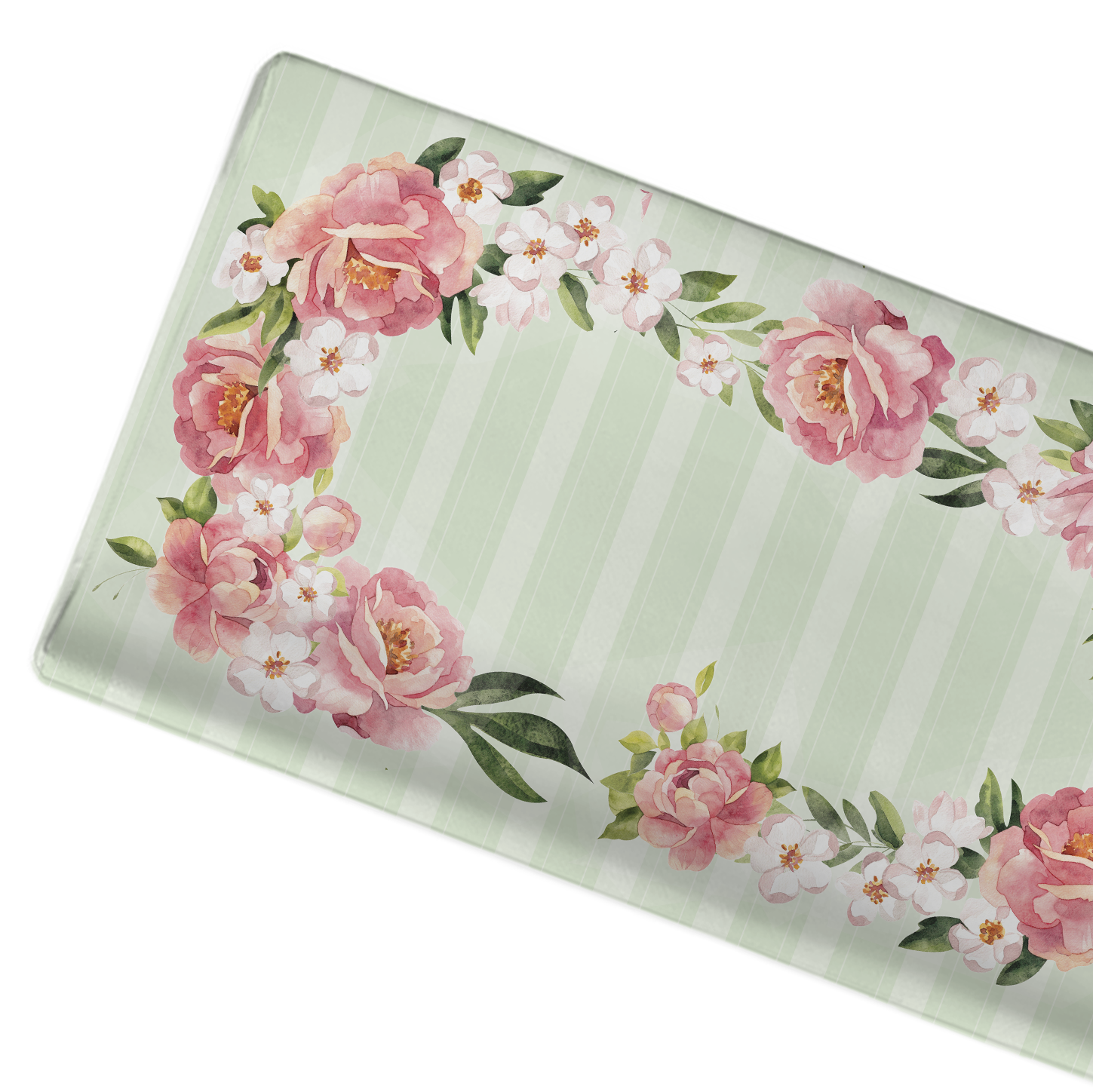 Pinstripes and Peonies Changing Pad Cover - Lindsay Ann Artistry